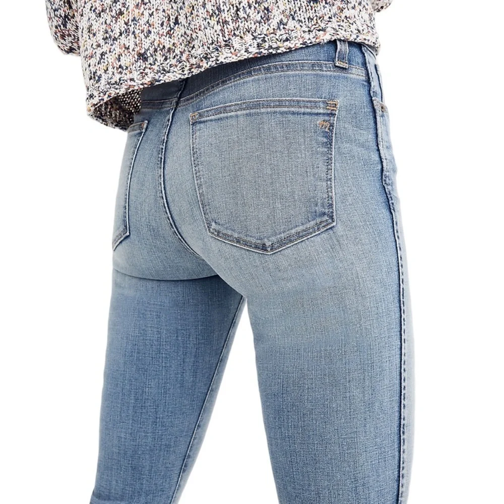 Madewell Womens Blue High Rise Stovepipe Straight Leg Denim Jeans 35T Raw Hem